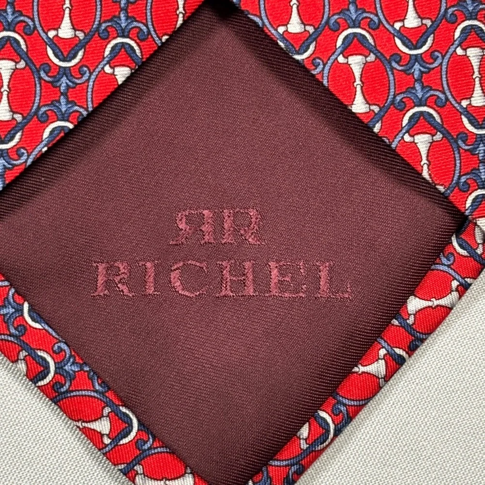O'Connell Lucas-Chelf Necktie Men OS Red Pink Silk Medallion‎ Equestrian Lot 2